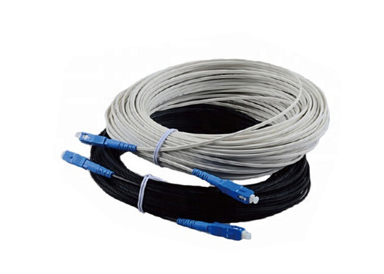 FTTH Flat Drop Optical Fiber Cable Patch Cord With SC / APC / UPC Connector